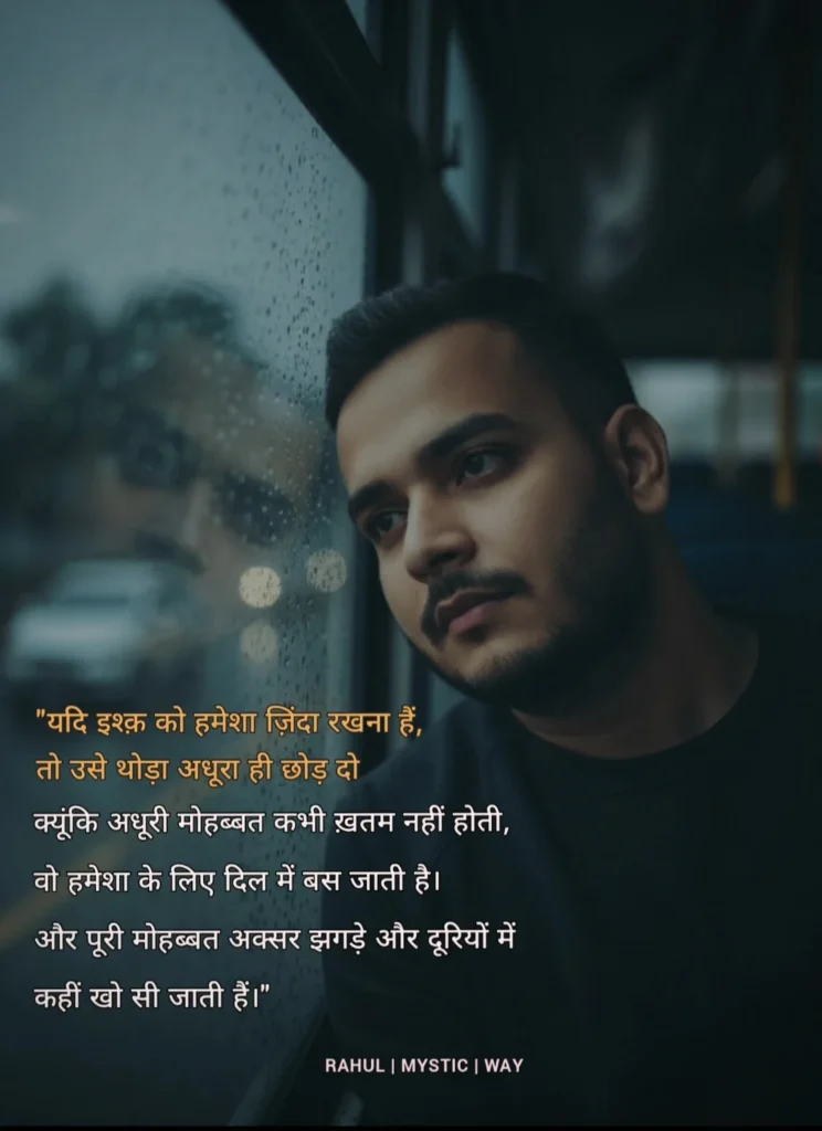 Ishq ko zinda rakhna hai to usse adhura chhor do 1 Ishq ko zinda rakhna hai to usse adhura chhor do, adhoori mohabbat aur dil ki gehraai — Rahul Mystic Way